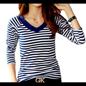 **NEW** Women’s V-Neck Striped All Season Shirt